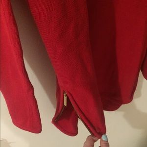 Red Micheal Kors Side Zip Crew